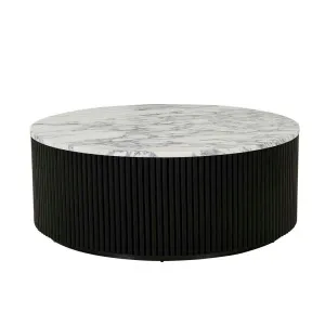 Benjamin Ripple Marble Coffee Table - Arabescato - Black Oak by null, a Coffee Table for sale on Style Sourcebook