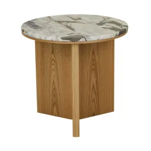 Elsie Side Table - Matt Ocean Marble - Natural Ash by null, a Side Table for sale on Style Sourcebook