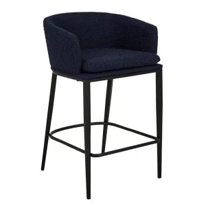 Ashton Barstool - Navy Boucle - Black Metal by null, a Bar Stools for sale on Style Sourcebook