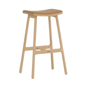 Sketch Odd Upholstered Barstool - Camel Leather - Light Oak by null, a Bar Stools for sale on Style Sourcebook