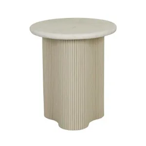 Artie Wave Ripple Side Table - Matt White Marble - Putty by null, a Side Table for sale on Style Sourcebook