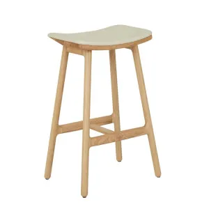 Sketch Odd Upholstered Barstool - Limestone Leather - Light Oak by null, a Bar Stools for sale on Style Sourcebook