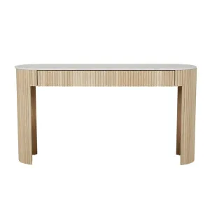 Benjamin Ripple Grand Marble Console - Matt White Marble - Natural Ash by null, a Console Table for sale on Style Sourcebook