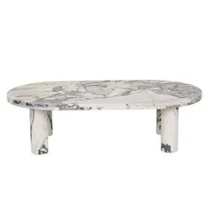 Amara Round Leg Oval Coffee Table - Natural Ocean Marble by null, a Coffee Table for sale on Style Sourcebook