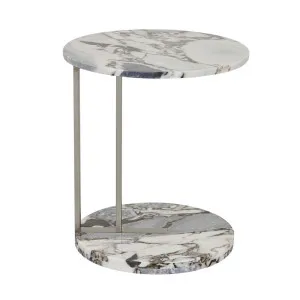 Amara Linear Side Table - Natural Ocean Marble by null, a Side Table for sale on Style Sourcebook