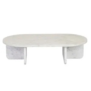 Amara Curve Oval Coffee Table - Matt White Marble by null, a Coffee Table for sale on Style Sourcebook