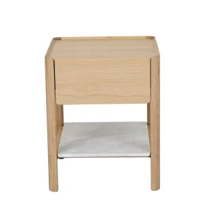 Sketch Tye Marble Bedside - Light Oak - White Marble by null, a Bedside Tables for sale on Style Sourcebook