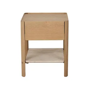 Sketch Tye Marble Bedside - Light Oak - Natural Travertine by null, a Bedside Tables for sale on Style Sourcebook