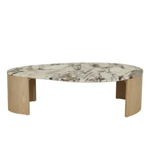 Oberon Curve Marble Coffee Table - Matt Ocean Marble - Natural Ash by null, a Coffee Table for sale on Style Sourcebook