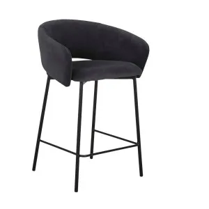 Asher Barstool - Onyx Velvet - Black Metal by null, a Bar Stools for sale on Style Sourcebook
