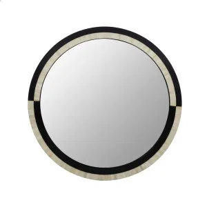 Taj Ribbon Round Mirror - Black Resin - White Bone by null, a Mirrors for sale on Style Sourcebook