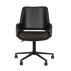Quentin Office Chair - Vintage Matt Black PU - Black Metal by null, a Chairs for sale on Style Sourcebook