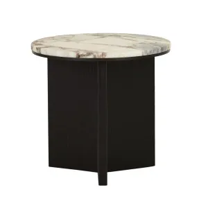 Elsie Side Table - Matt Ocean Marble - Matt Dark Oak by null, a Side Table for sale on Style Sourcebook