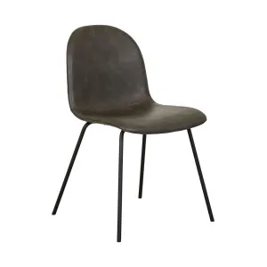 Smith Straight Leg Dining Chair - Vintage Grey PU - Black Metal by null, a Chairs for sale on Style Sourcebook