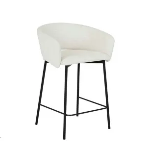 Asher Barstool - Natural White Tweed - Black Metal by null, a Bar Stools for sale on Style Sourcebook