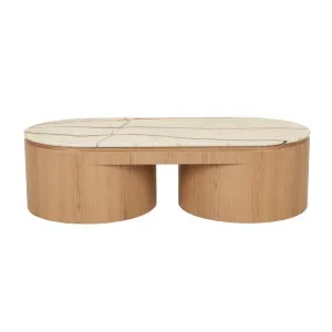 Pluto Oval Marble Coffee Table - Brown Vein Marble - Natural Ash by null, a Coffee Table for sale on Style Sourcebook