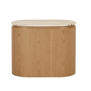 Pluto Oval Marble Side Table - Matt Brown Vein Marble - Natural Ash by null, a Side Table for sale on Style Sourcebook