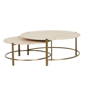 Atlas Twin Nest Coffee Table - Matt Brown Vein Marble - Brushed Gold by null, a Coffee Table for sale on Style Sourcebook