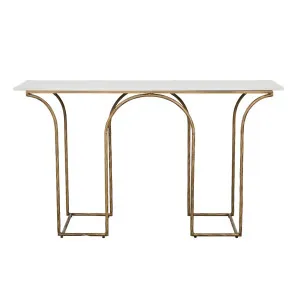 Celeste Arch Console - White Marble - Antique Brass by null, a Console Table for sale on Style Sourcebook