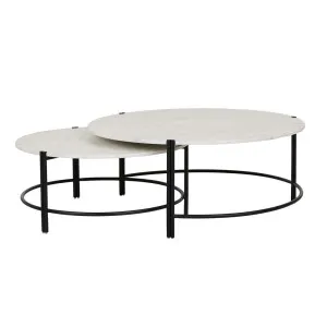 Atlas Twin Nest Coffee Table - Matt White Marble - Black Metal by null, a Coffee Table for sale on Style Sourcebook