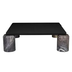 Pablo Marble Coffee Table - Matt Dark Oak - Natural Storm Marble by null, a Coffee Table for sale on Style Sourcebook