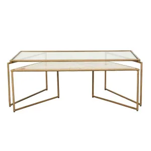 Celeste Allure Nest Coffee Tables - Crema Beige Marble - Antique Brass by null, a Coffee Table for sale on Style Sourcebook