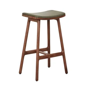 Sketch Odd Upholstered Barstool - Kale Leather - Walnut by null, a Bar Stools for sale on Style Sourcebook