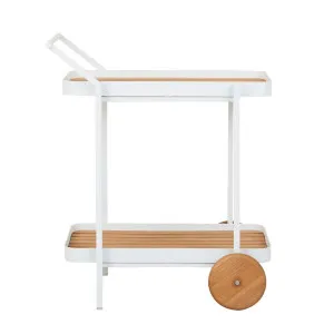 Tulum Bar Trolley - Natural Teak - White by null, a Sideboards, Buffets & Trolleys for sale on Style Sourcebook