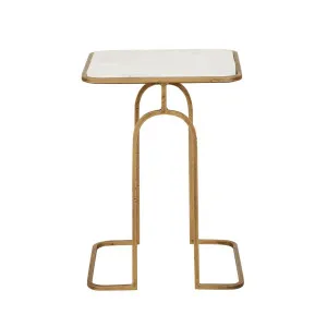 Celeste Arch Side Table - White Marble - Antique Brass by null, a Side Table for sale on Style Sourcebook