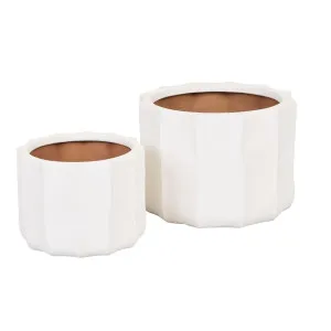 Hanson Flute Planter Set of 2 - White Sand by null, a Plant Holders for sale on Style Sourcebook