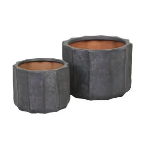 Hanson Flute Planter Set of 2 - Black Sand by null, a Plant Holders for sale on Style Sourcebook