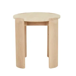 Willa Marble Side Table - Natural Travertine - Light Oak by null, a Side Table for sale on Style Sourcebook