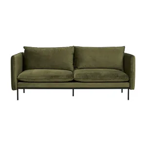 Vittoria Curve 3 Seater Sofa - Army Green Velvet - Black by null, a Sofas for sale on Style Sourcebook