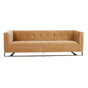 Kennedy Tufted 3 Seater Sofa - Cumin Velvet - Brass by null, a Sofas for sale on Style Sourcebook