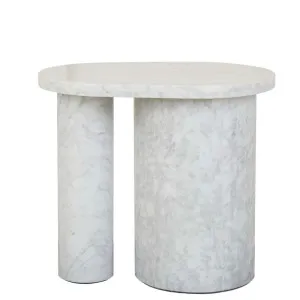 Atlas Pillar Side Table - Matt White Marble by null, a Side Table for sale on Style Sourcebook