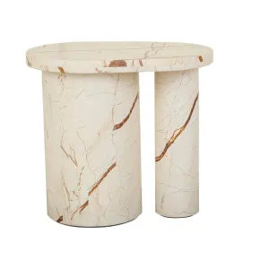 Atlas Pillar Side Table - Matt Brown Vein Marble by null, a Side Table for sale on Style Sourcebook