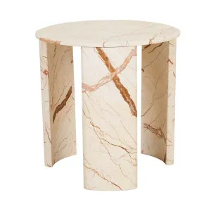 Henry Marble Side Table - Brown Vein - Natural Brown Vein Marble by null, a Bedside Tables for sale on Style Sourcebook