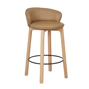 Sketch Glide Barstool - Pecan Leather - Light Oak by null, a Bar Stools for sale on Style Sourcebook