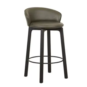 Sketch Glide Barstool - Kale Leather - Black Onyx by null, a Bar Stools for sale on Style Sourcebook