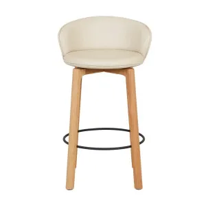 Sketch Glide Barstool - Limestone Leather - Light Oak by null, a Bar Stools for sale on Style Sourcebook
