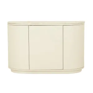 Oberon Crescent Marble Storage Unit - Natural Travertine - Shell by null, a Sideboards, Buffets & Trolleys for sale on Style Sourcebook