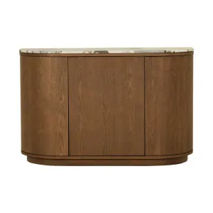 Oberon Crescent Marble Storage Unit - Matt Ocean Marble - Smoked Ash by null, a Sideboards, Buffets & Trolleys for sale on Style Sourcebook