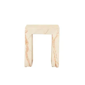 Elle Monument Side Table - Matt Brown Vein Marble by null, a Side Table for sale on Style Sourcebook
