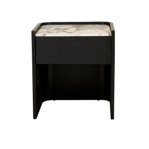 Elsie Bedside - Matt Ocean Marble - Matt Dark Oak by null, a Bedside Tables for sale on Style Sourcebook