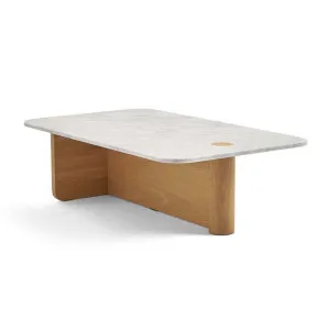 Natadora Pivot Marble Rect Coffee Tbl - White Marble - Light Oak by null, a Coffee Table for sale on Style Sourcebook