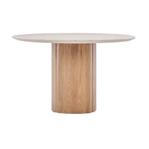 Sketch Tathra Dining Table - Natural Travertine - Light Oak by null, a Dining Tables for sale on Style Sourcebook