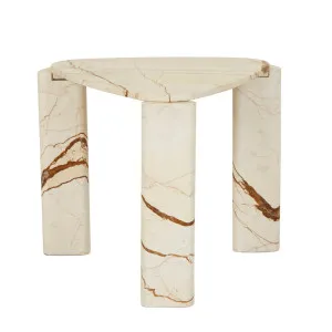 Amara Delta Marble Side Table - Natural Brown Vein Marble by null, a Side Table for sale on Style Sourcebook