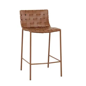 Everly Barstool - Tan Recycled Leather - Matt Tan by null, a Bar Stools for sale on Style Sourcebook