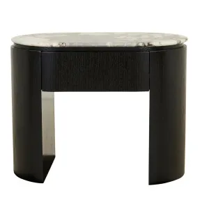 Pluto Open Bedside - Matt Ocean Marble - Black Oak by null, a Bedside Tables for sale on Style Sourcebook