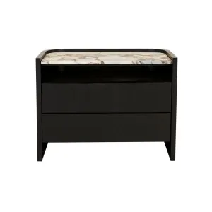 Elsie Two Drawer Bedside - Matt Ocean Marble - Matt Dark Oak by null, a Bedside Tables for sale on Style Sourcebook